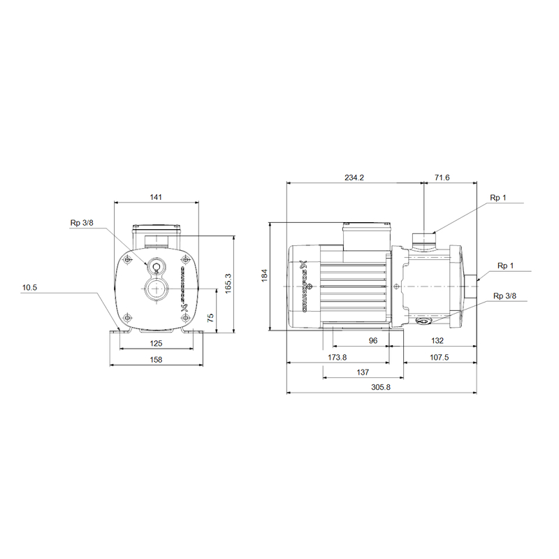 Čerpadlo odstředivé Grundfos CM1-3 A-R-I-E-AQQE F-A-A-N