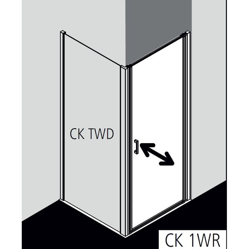 Dveře kyvné 1-křídlé Kermi Cada XS CK1WR pravé stříbrné vysoký lesk, čiré ESG sklo s úpravou CADAclean 85 x 200 cm
