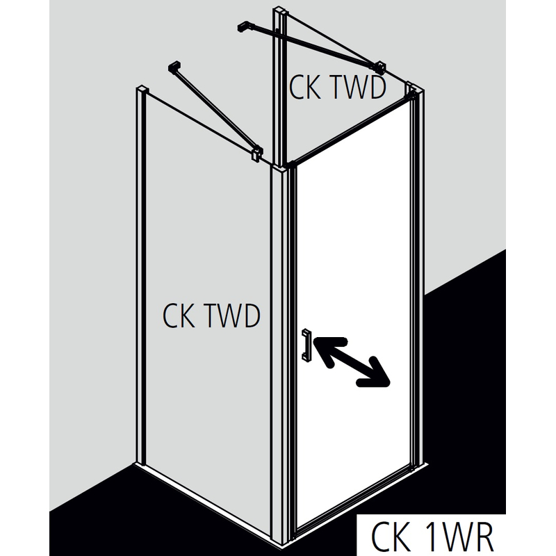 Dveře kyvné 1-křídlé Kermi Cada XS CK1WR pravé stříbrné vysoký lesk, čiré ESG sklo s úpravou CADAclean 85 x 200 cm