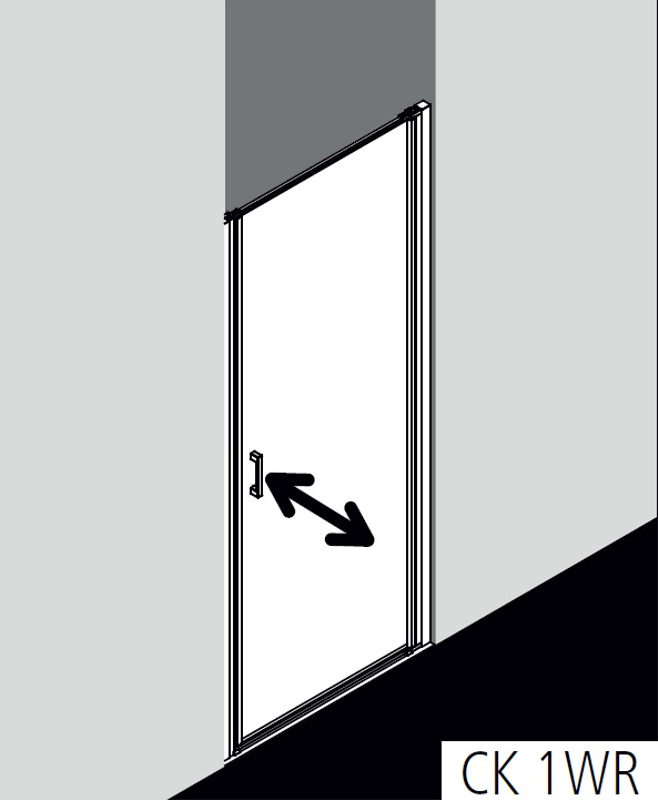 Dveře kyvné 1-křídlé Kermi Cada XS CK1WR pravé stříbrné vysoký lesk, čiré ESG sklo s úpravou CADAclean 85 x 200 cm