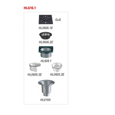 Velkokapacitní vpust HL Hutterer & Lechner, DN110 se svislým odtokem, ZU standardní - vodní, koš na nečistoty, a izolační přírubou, litina 260x260mm/litina 226x226mm, M125