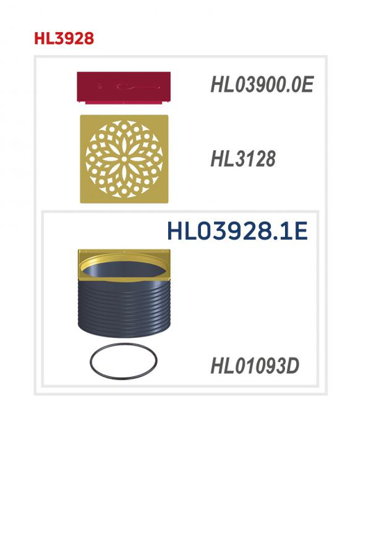 Nástavec pr. 146mm, nerez HL Hutterer & Lechner, 145x145mm /nerez 138x138mm, PVD mosazné povlakování design ˝Hamam˝