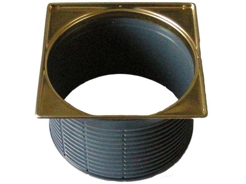Plastový nástavec pr. 146mm, s nerezovým rámem HL Hutterer & Lechner, 145x145mm a PVD mosazným povlakováním
