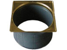 Plastový nástavec pr. 146mm, s nerezovým rámem HL Hutterer & Lechner, 145x145mm a PVD mosazným povlakováním