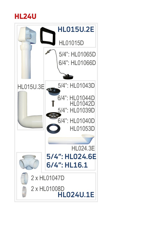Odtoková souprava HL Hutterer & Lechner, DN40 s odpadními ventily 5/4˝ a přepadem