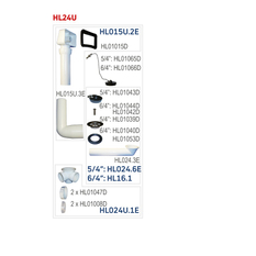 Odtoková souprava HL Hutterer & Lechner, DN40 s odpadními ventily 5/4˝ a přepadem