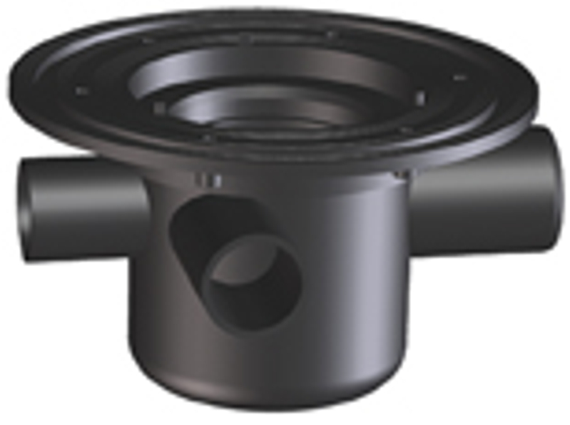 Těleso vpusti HL Hutterer & Lechner, DN50 s ležatým odtokem, s izolační přírubou, ZU standard - vodní, bez nástavce, 3x DN40