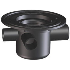 Těleso vpusti HL Hutterer & Lechner, DN50 s ležatým odtokem, s izolační přírubou, ZU standard - vodní, bez nástavce, 3x DN40