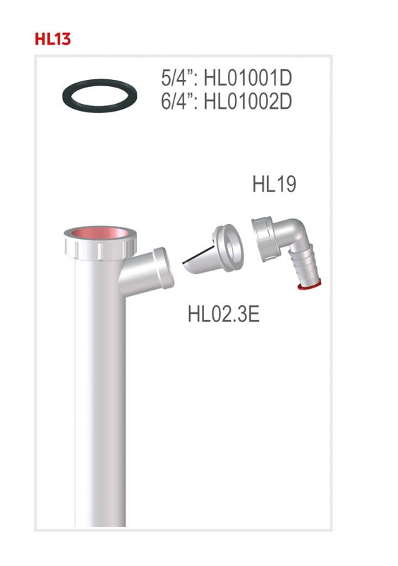 Zasouvací trubka HL Hutterer & Lechner, DN50x6/4˝ s přípojkou pro pračku nebo myčku nádobí