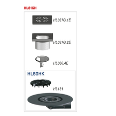 Podlahová vpust HL Hutterer & Lechner, DN50/75 s otočným kloubem na odtoku, s asfaltovou manžetou, ZU standard- vodní, litina 150x150mm/litina 137x137mm, L15