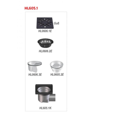 Velkokapacitní vpust HL Hutterer & Lechner, DN110 s ležatým odtokem, ZU standardní - vodní, koš na nečistoty, litina 260x260mm/litina 226x226mm, L15