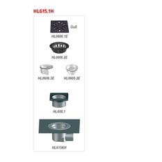 Velkokapacitní vpust HL Hutterer & Lechner, DN110 s ležatým odtokem, ZU standardní - vodní, koš na nečistoty, s asfaltovou manžetou, litina 260x260mm/litina 226x226mm, M125