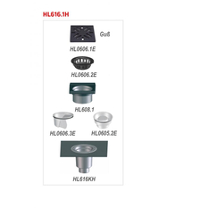 Velkokapacitní vpust HL Hutterer & Lechner, DN110 se svislým odtokem, ZU standardní - vodní, koš na nečistoty, s asfaltovou manžetou, plast 240x240mm/nerez 226x226mm, L15