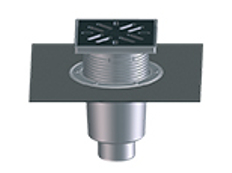 Velkokapacitní vpust HL Hutterer & Lechner, DN160 se svislým odtokem, ZU standardní - vodní, koš na nečistoty, s asfaltovou manžetou, plast 240x240mm/litina 226x226mm, L15