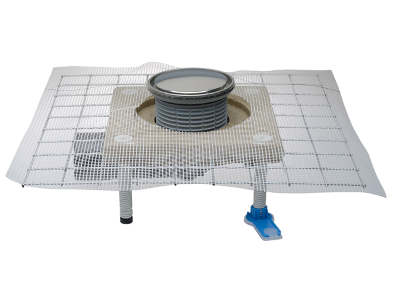 Balkónový a terasový vtok HL Hutterer & Lechner, DN50/75 s otočným kloubem na odtoku, s límcem z polymerbetonu určeného k alternativním řešením, se suchou a nezámrznou klapkou proti pronikání zápachu, kruh d 133mm/d 112mm