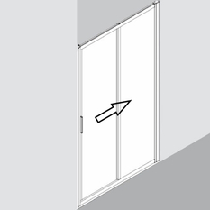 Dvoudílné posuvné dveře Plano Davos Plus Pravé stříbrné/serigrafie 140 x 200 cm