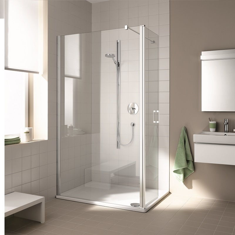 Sprchový kout Plano Davos Plus Walk-in Levý bílý/sklo 90 x 200 cm