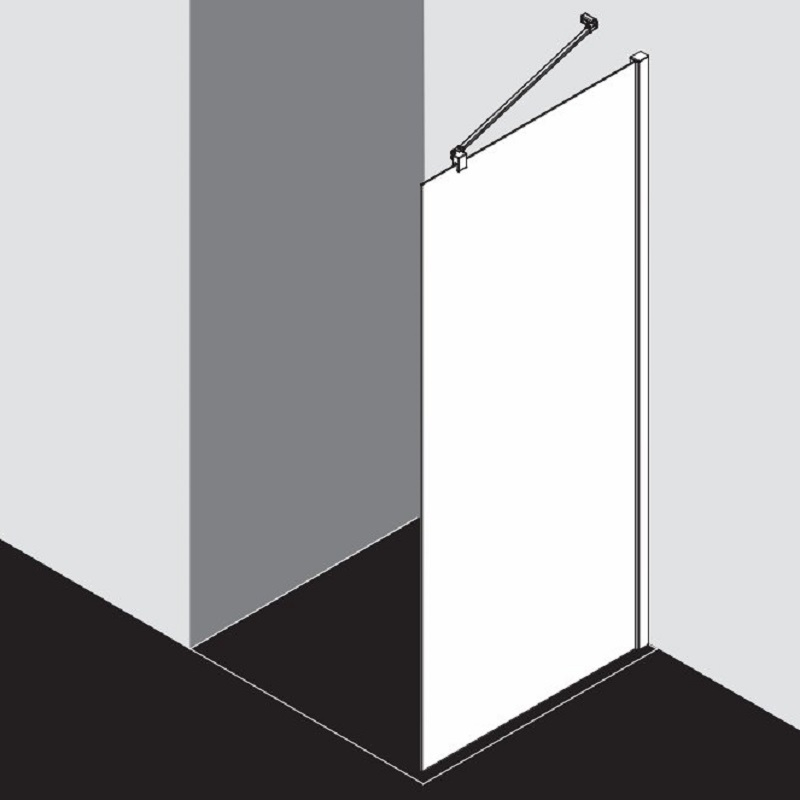 Sprchový kout Plano Davos Plus Walk-in stříbrný/serigrafie 90 x 200 cm