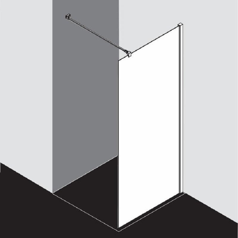 Sprchový kout Plano Davos Plus Walk-in stříbrný/serigrafie 90 x 200 cm