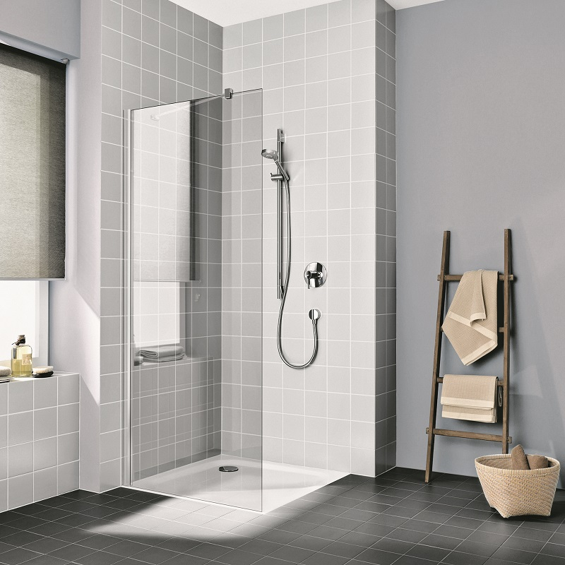 Sprchový kout Plano Davos Plus Walk-in stříbrný/serigarfie 100 x 200 cm