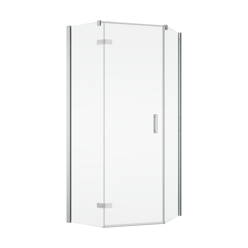 Boční stěna Ronal Pur pro pětiúhelník s vyrovnávacím profilem Atyp na zaměření 300 - 1000 x 2000 mm, chrom/sklo čiré