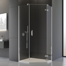Boční stěna Ronal Pur pro pětiúhelník s vyrovnávacím profilem Atyp na zaměření 300 - 1000 x 2000 mm, chrom/sklo čiré