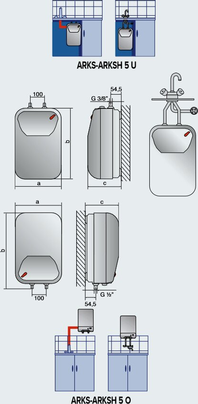 Ohřívač beztlakový elektrický Ariston ARKSH 5U EU pod umyvadlo