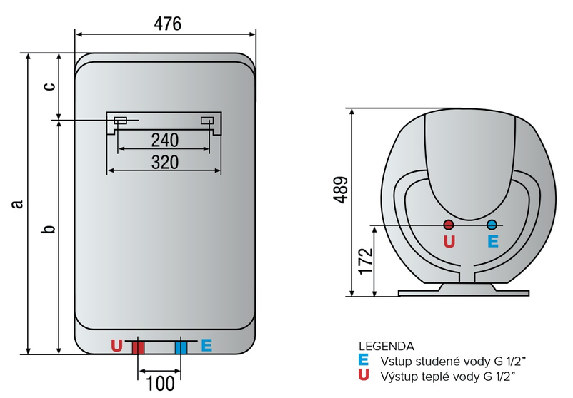 Elektrický ohřívač Ariston Shape Eco Evo 50 V, závěsný vertikální, objem 50 l, výkon 1,8 kW
