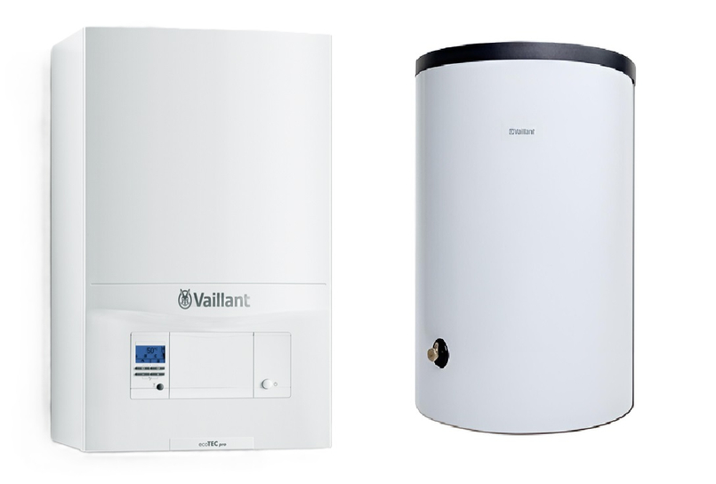Sestava kotel kondenzační závěsný Vaillant ecoTEC pro VU 246/5-3 A, 6,9 - 25,5 kW, se zásobníkem pro přípravu teplé vody VIH R 120/6 B