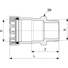 Přechodový kus Viega Megapress s SC-Contur 4211 1/2˝ x 1/2˝