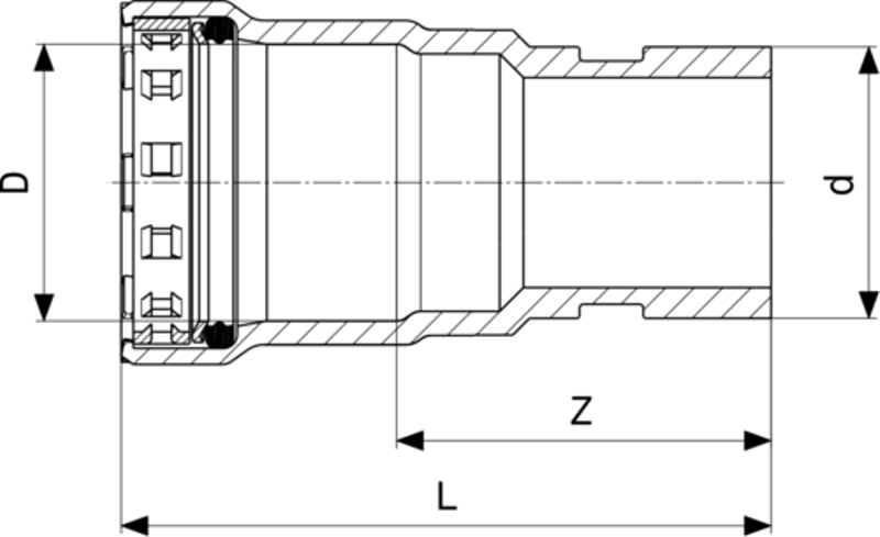 Přechodový kus Viega Megapress s SC-Contur 4213.1 2 x 60,3
