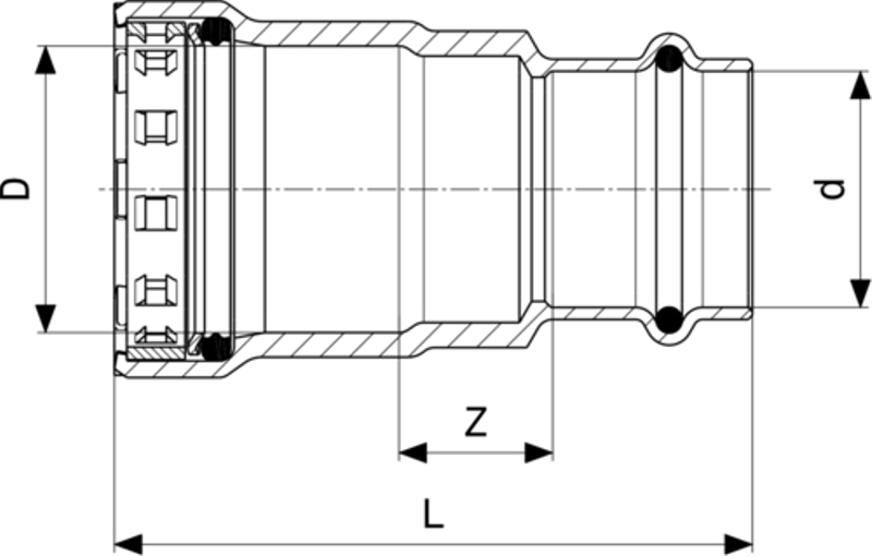 Přechodový kus Viega Prestabo s SC-Contur 4213 11/2˝ x 42
