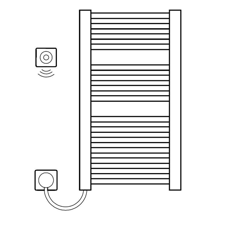 Těleso koupelnové trubkové elektrické Kermi Duett-E 1188 x 484 mm, elektrosada WFS vlevo 800W, bílé