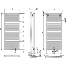 Těleso koupelnové trubkové Kermi Duett 1188 x 484 mm, středové připojení, 834W, bílé