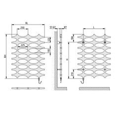 Těleso koupelnové designové elektrické Kermi Ideos-E 1526 x 758 mm, elektrosada WKS vlevo 800 W, bílé