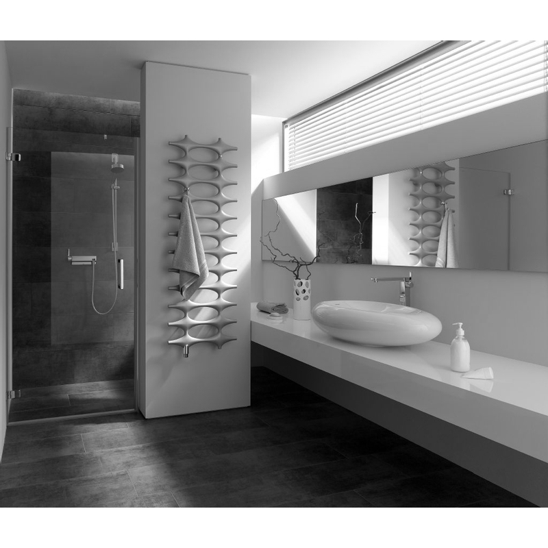 Těleso koupelnové designové Kermi Ideos-V 758 x 508 mm, 262 W, stříbrné