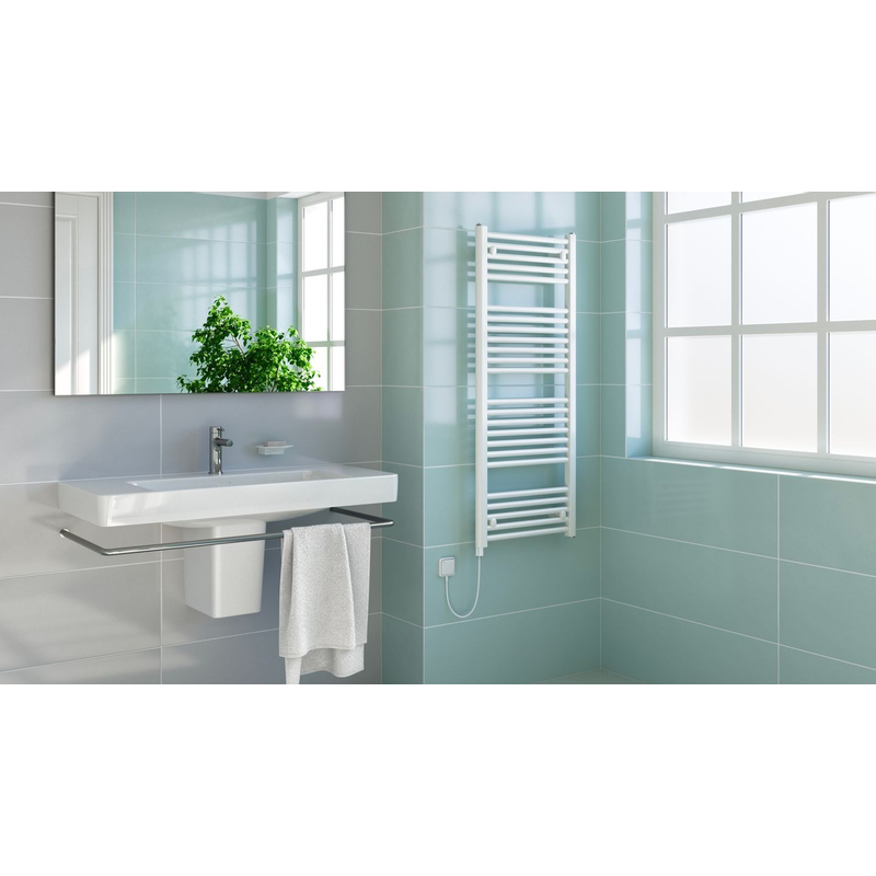 Těleso koupelnové trubkové elektrické Koralux Linear Comfort KLTE 900/500, výkon 400 W, topné těleso bez regulátoru, barva bílá