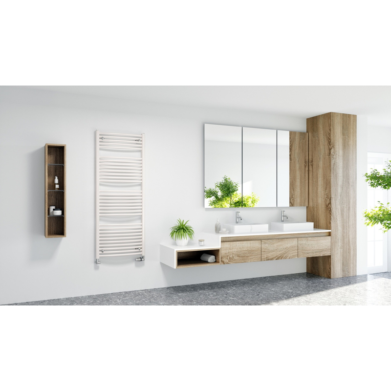 Těleso koupelnové trubkové Koralux Rondo Comfort KRT 900/450, výkon 369 W, klasické připojení, barva silber RAL 9006