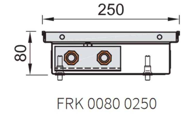 Konvektor podlahový s přirozenou konvekcí Isan Termo FRK 80 x 250 x 1700 mm, 399 W, připojení vlevo, výměník ocelový, mřížka Natur příčná rolovací hliník