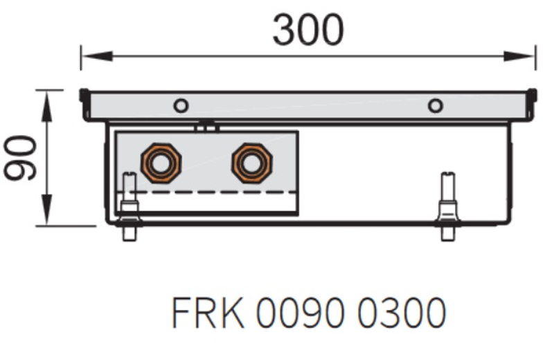 Konvektor podlahový s přirozenou konvekcí Isan Termo FRK 90 x 300 x 3900 mm, 1298 W, připojení vlevo, výměník ocelový, mřížka Natur příčná rolovací hliník