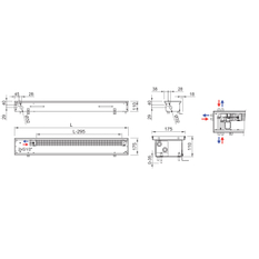 Konvektor podlahový s přirozenou konvekcí Isan Termo FRK 110 x 175 x 800 mm, 129 W, připojení vlevo, výměník ocelový, mřížka Natur příčná rolovací hliník
