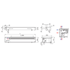 Konvektor podlahový s přirozenou konvekcí Isan Termo FRK 110 x 200 x 800 mm, 137 W, připojení vlevo, výměník ocelový, mřížka Natur příčná rolovací hliník