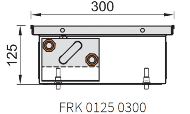 Konvektor podlahový s přirozenou konvekcí Isan Termo FRK 125 x 300 x 1100 mm, 424 W, připojení vlevo, výměník ocelový, mřížka Natur příčná rolovací hliník