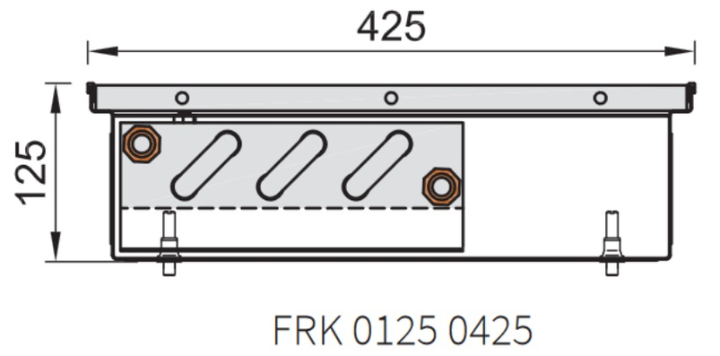 Konvektor podlahový s přirozenou konvekcí Isan Termo FRK 125 x 425 x 3300 mm, 2371 W, připojení vlevo, výměník ocelový, mřížka Natur příčná rolovací hliník