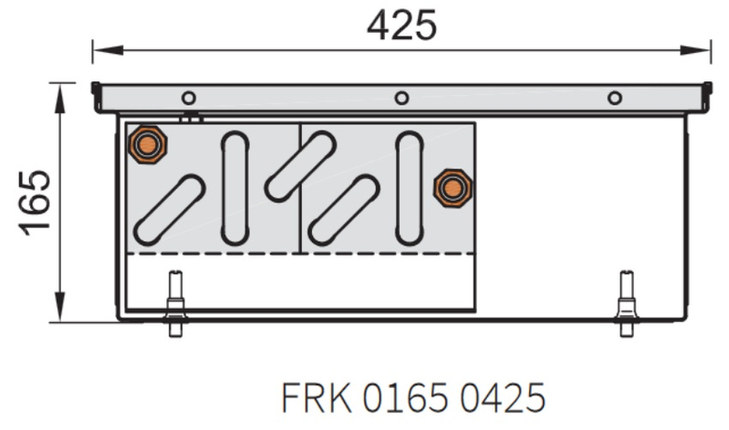 Konvektor podlahový s přirozenou konvekcí Isan Termo FRK 165 x 425 x 2600 mm, 2282 W, připojení vlevo, výměník ocelový, mřížka Natur příčná rolovací hliník
