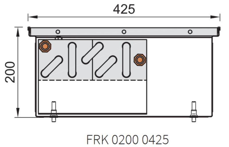 Konvektor podlahový s přirozenou konvekcí Isan Termo FRK 200 x 425 x 4500 mm, 4511 W, připojení vlevo, výměník ocelový, mřížka Natur příčná rolovací hliník