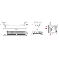 Konvektor podlahový s ventilátorem Isan Termo FRT 65 x 250 x 3600 mm, 4776 W, připojení vlevo, výměník ocelový, mřížka Natur příčná nízká nerolovací hliník