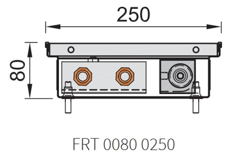 Konvektor podlahový s ventilátorem Isan Termo FRT 80 x 250 x 2700 mm, 3864 W, připojení vlevo, výměník ocelový, mřížka Natur příčná rolovací hliník