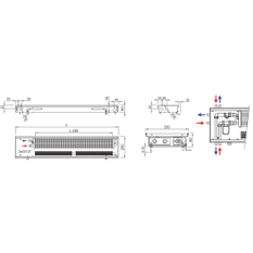 Konvektor podlahový s ventilátorem Isan Termo FRT 80 x 250 x 2700 mm, 3864 W, připojení vlevo, výměník ocelový, mřížka Natur příčná rolovací hliník