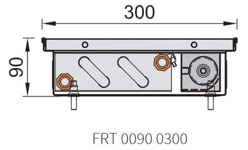 Konvektor podlahový s ventilátorem Isan Termo FRT 90 x 300 x 2100 mm, 4426 W, připojení vlevo, výměník ocelový, mřížka Natur příčná rolovací hliník